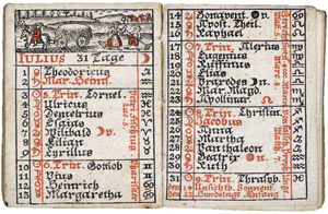 Lot 2003, Auction  109, Hand Calender, Kalender auf das Schalt-Jahr Jesu Christi 1768