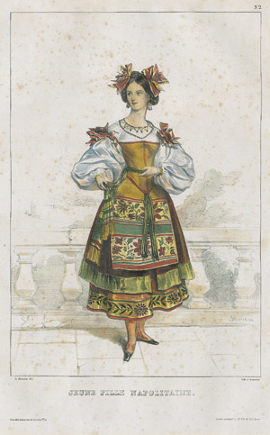 Lot 2015, Auction  110, Devéria, Achille, Jeune fille napolitaine. Kolorierte feder- und Kreidelithographie 