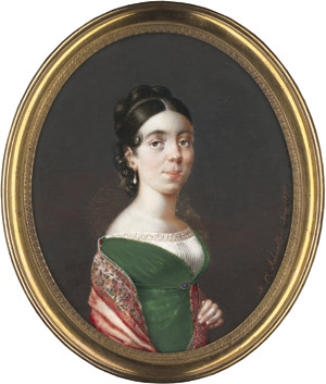 Lot 6921, Auction  111, Schoeller, Johann Christian, Bildnis einer jungen Frau im grünen Empirekleid