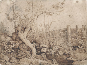 Los 6611 - Nitzschke, Ludwig Friedrich - Bachlauf mit Wurzelgeäst - 0 - thumb