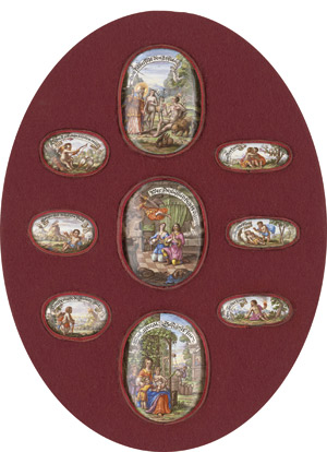 Lot 6807, Auction  112, Strauch, Georg, Neun Emailplaketten mit Allegorien auf die Vorteile der Ehe.