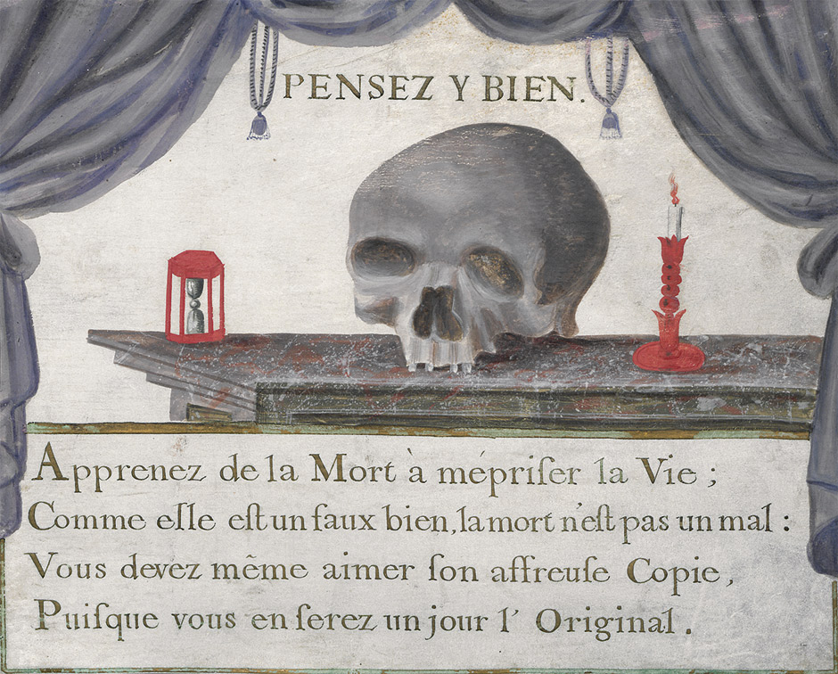 Lot 1013, Auction  115, Memento mori, 2 spätbarocke Gouachen auf Pergament + 1 auf Papier