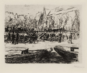 Lot 8025, Auction  115, Liebermann, Max, Rindermarkt in Leiden