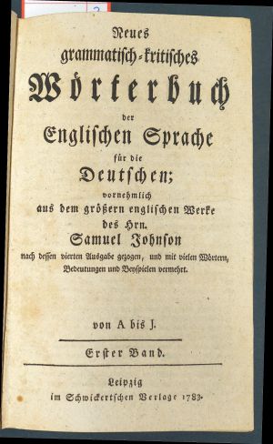 Lot 2017, Auction  119, Johnson, Samuel, Neues grammatisch-kritisches Wörterbuch der englischen Sprache 