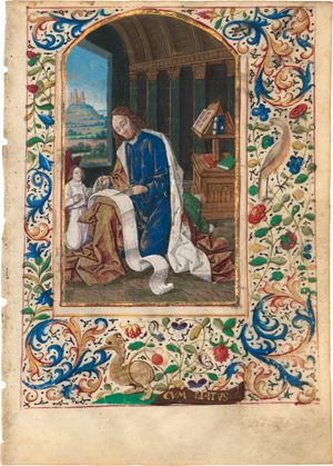 Lot 6600, Auction  120, Buchmalerei, Darbringung Christi im Tempel; Der Evangelist Matthäus mit dem Engel.