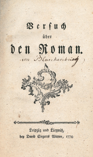 Lot 2006, Auction  122, Blankenburg, Christian Friedrich von, Versuch über den Roman