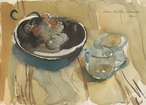 Lot 7274, Auction  122, Müller-Linow, Bruno, Stilleben mit Gläsern und Obstteller