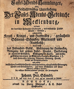 Los 428 - Schmidt, Johann Peter - Fastel-Abends-Sammlungen. Rostock, M. Warningck, 1742 - 0 - thumb