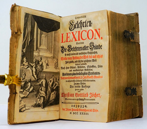 Los 498 - Jöcher, Christian Gottlieb - Compendiöses Gelehrten-Lexikon. Leipzig, J. F. Gleditsch, 1733. - Dritte Auflage - 0 - thumb