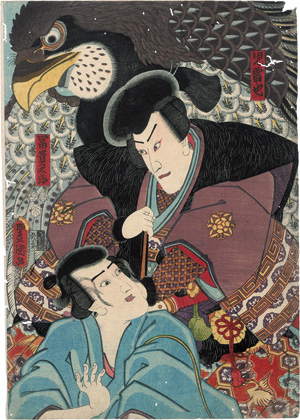 Los 574 - Kunisada, Utagawa und Kunisada II., Utagawa - 4 Kabuki-Szenen mit tierischen Begleitern. Edo (Tokio) Mitte 19. Jahrhundert - 0 - thumb