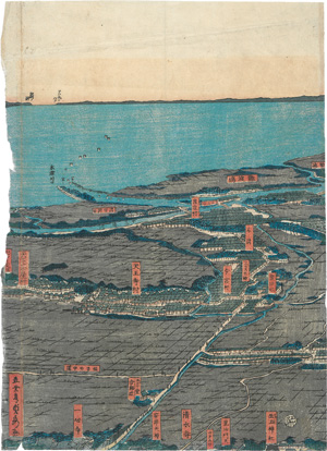 Los 591 - Sadahide, Utagawa - Küstenansicht von Ôsaka. Wohl Edo (Tokio), Daikokuya Kinosukeju-han, um 1850 - 0 - thumb