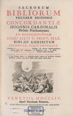 Los 805 - Hugo von Saint-Cher und Lucas, Franciscus - Sacrorum Bibliorum. Venedig, Nicolas Pezzana, 1754. - Dreispaltig gedruckte Konkordanz, die auf Hugo de Sancto Caro zurückgeht - 0 - thumb