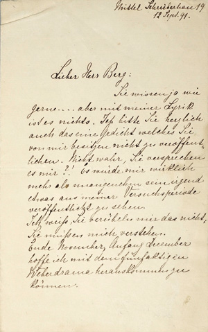 Los 2022 - Hauptmann, Gerhart - Brief an den Schriftsteller Leo Berg. 1891 - 0 - thumb