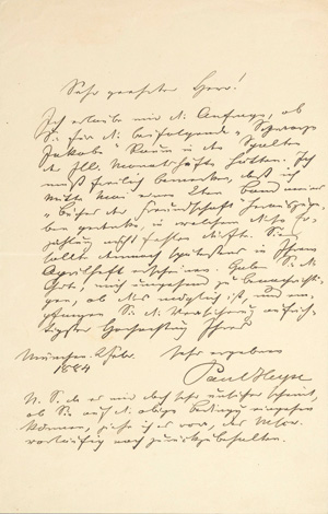 Los 2027 - Heyse, Paul - Brief an Friedrich Spielhagen. 1884 - 0 - thumb