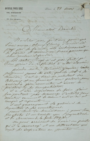 Los 2144 - Philipon, Charles - Brief an Gustave Bourdin. 1858 - 0 - thumb