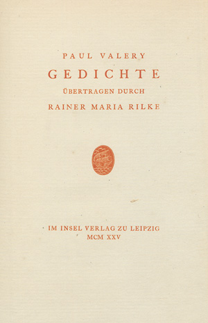 Los 3064 - Valéry, Paul und Cranach-Presse - Gedichte. Übertragen von R. M. Rilke.  - 0 - thumb