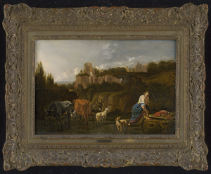 Los 6024 - Roos, Johann Heinrich - Pastorale Landschaft mit römischen Ruinen und einer Hirtin mit Hund und Herde - 1 - thumb