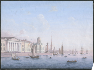 Lot 6872, Auction  125, Russisch, Anfang 19. Jh. St. Peterburg: Blick über die Newa auf auf die Akademie