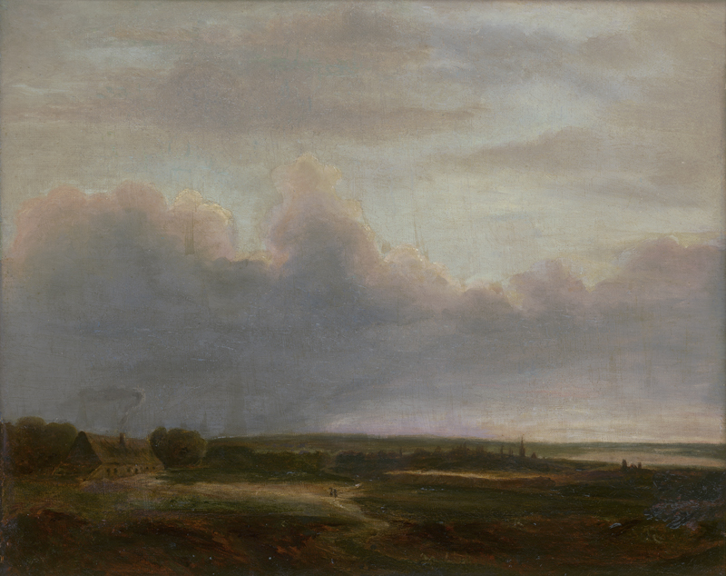 Lot 6078, Auction  125, Michel, Georges, Flache Landschaft bei aufziehendem Unwetter