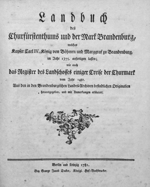 Lot 224, Auction  126, Landbuch des Churfürstenthums, und der Mark Brandenburg