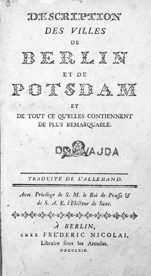 Los 229 - Nicolai, Christoph Friedrich - Description des villes de Berlin et de Potsdam  - 0 - thumb