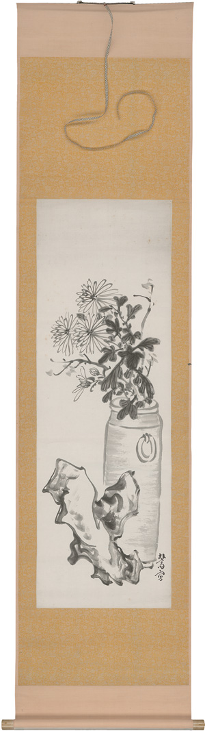 Lot 605, Auction  126, Blühpflanzen, 3 Kakemono-Rollbilder mit Pflanzendarstellungen. - 