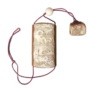 Lot 637, Auction  126, Inrô mit Kranichrelief, 4-teiliges Aufbewahrungs-Behältnis