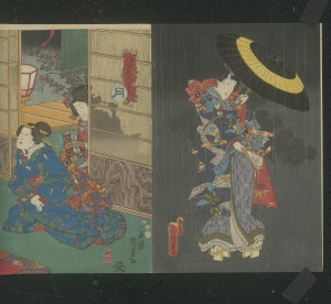 Los 653 - Ukiyo-e Leporello und Kunisada, Utagawa - Album mit 37 Ukiyo-e Farbholzschnitten in 23 Trypticha bzw. Dypticha - 13 - thumb