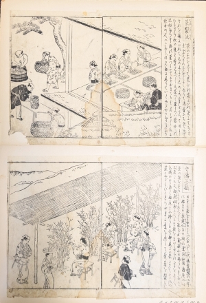 Los 674 - Sukenobu, Nishikawa und Shigemasa, Kitao - 32 Holzschnitte mit figürlichen Darstellungen aus einer Heldensaga sowie Szenen des Alltagslebens verschiedener Berufsgruppen - 4 - thumb