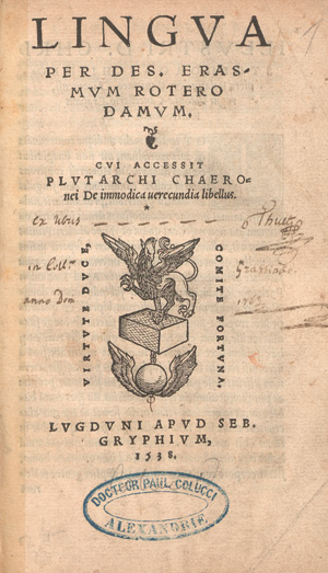 Lot 1125, Auction  126, Erasmus von Rotterdam, Desiderius, Lingua