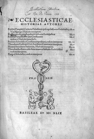 Lot 1129, Auction  126, Eusebius Caesariensis, Ecclesiasticae historiae autores