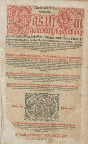 Lot 1133, Auction  126, Feyerabend, Sigmund, Reyßbuch dess heyligen Lands