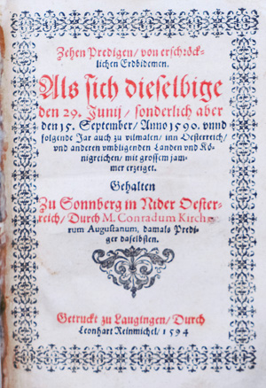 Lot 1141, Auction  126, Kircher, Konrad, Zehen Predigen, von erschröcklichen Erdbidemen