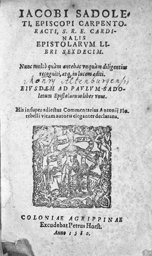 Lot 1186, Auction  126, Sadoleto, Jacopo, Epistolarum libri sexdecim