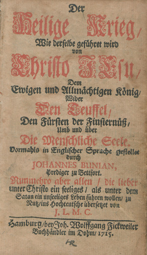 Lot 1208, Auction  126, Bunyan, John, Der Heilige Krieg, wie derselbe geführet wird von Christo Jesu