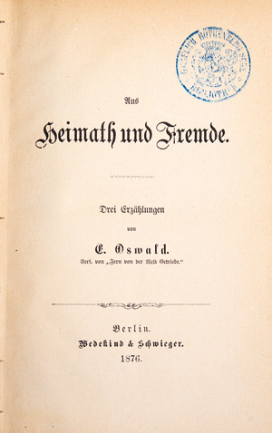 Lot 2103, Auction  126, Schulze-Smidt, Bernhardine, Aus Heimath und Fremde