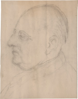 Lot 2509, Auction  126, Benn, Gottfried, Masch. Brief mit eigh. Nachschrift sowie Porträtzeichnung. 1953