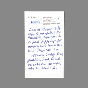 Lot 2511, Auction  126, Benn, Gottfried, Brief an Walter Lennig. 1953