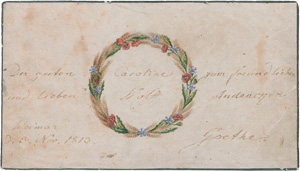 Lot 2524, Auction  126, Goethe, Johann Wolfgang von, Albumblatt mit Widmung. Weimar 1813