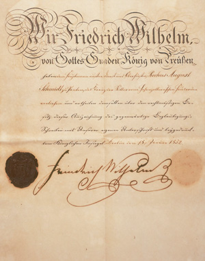 Lot 2586, Auction  126, Friedrich Wilhelm IV., König von Preußen, Ordensverleihung an einen Hauptmann und Oberförster. 1852.