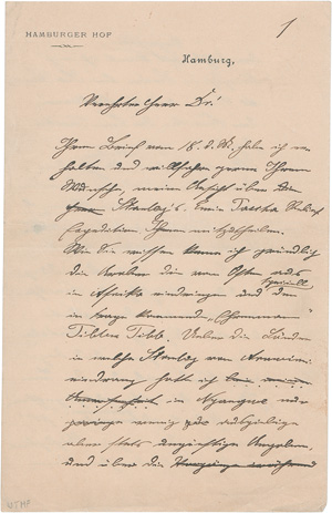 Los 2605 - Wissmann, Hermann von - Sehr umfangreicher Brief über die Emin-Pascha- und Stanley-Expeditionen. 1888 - 0 - thumb