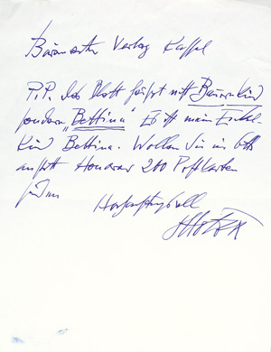 Lot 2607, Auction  126, Dix, Otto, Brief an einen Kunstverlag. Um 1955