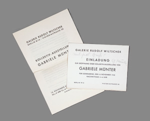 Lot 2618, Auction  126, Münter, Gabriele, Signierte Einladungskarte zu einer Vernissage. 1930