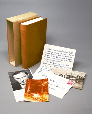 Lot 3255, Auction  126, Jünger, Friedrich Georg, Sämtliche Gedichte. Mit Farblithographie von G. Santomaso. St. Gallen 1974. - Widmungsexemplar. - 100 sign. Exemplare