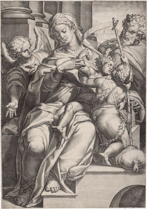 Lot 5053, Auction  126, Carracci, Agostino, Die Hl. Familie mit Johannes d. Täufer und einem Engel
