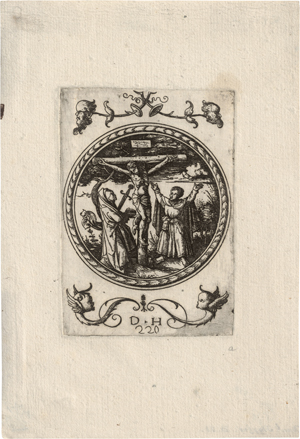 Lot 5143, Auction  126, Hopfer, Daniel, Christus am Kreuz mit Maria und Johannes, in einem Tondo