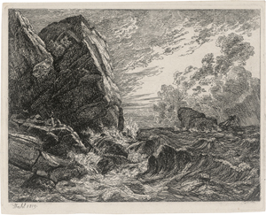 Los 5356 - Dahl, Johan Christian Clausen - Norwegische Seeküste während eines Sturmes - 0 - thumb