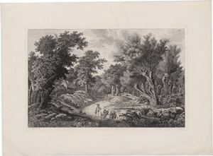 Lot 5602, Auction  126, Kolbe, Carl Wilhelm, Breiter Weg führt vorbei an einer Bauernhütte