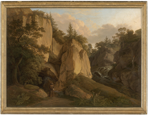 Los 6047 - Radl, Anton - Felslandschaft mit Wasserfall und Einsiedler bei einer Grotte - 1 - thumb