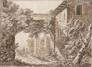 Lot 6587, Auction  126, Cats, Jacob, Überwucherter Torbogen mit einer hindurchziehenden Herde mit Hirten